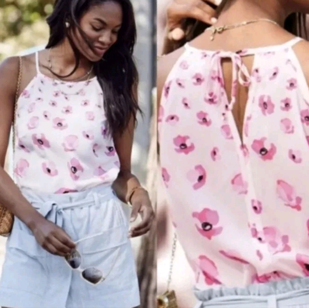 NWOT Cabi Pink Floating Poppies Halter Top - Picture 2 of 8